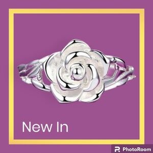 New Silver Plate Rose Ring size 6